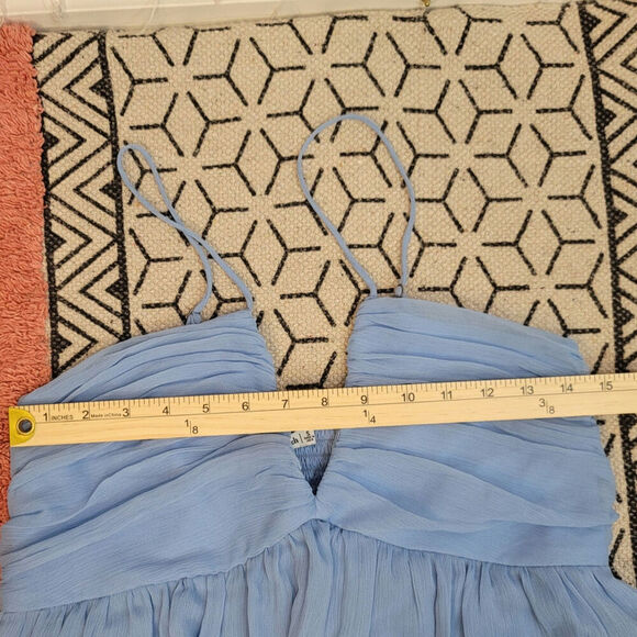 ABERCROMBIE & FITCH Sheer Bubble Hem Mini Dress in Cloudy Blue, sz Small - Picture 16 of 16